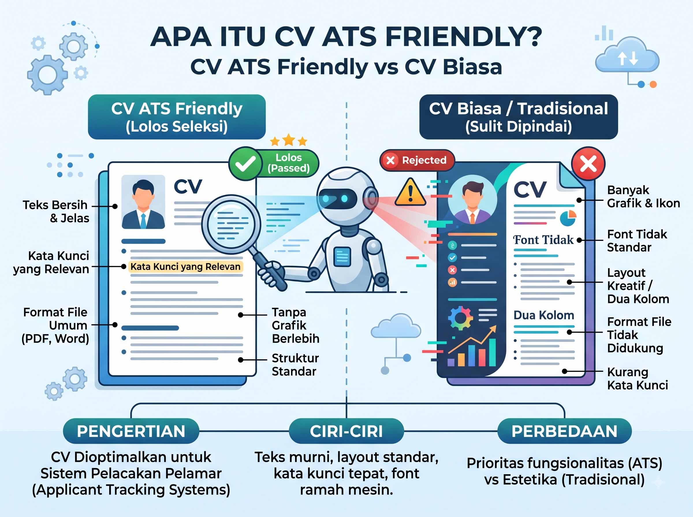 Contoh Perbedaan Format CV ATS Friendly yang Benar
